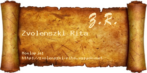 Zvolenszki Rita névjegykártya