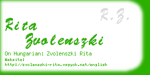 rita zvolenszki business card
